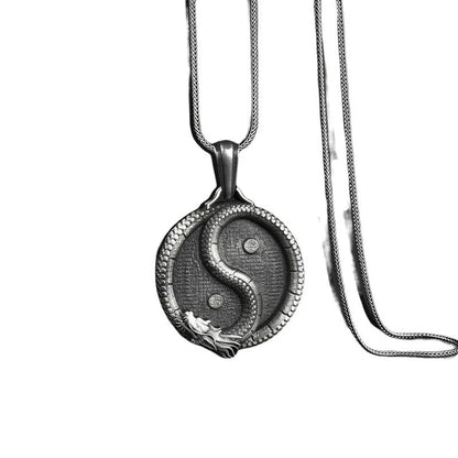 Stylish personalized pendant necklace for men made of titanium steel with a polished black finish