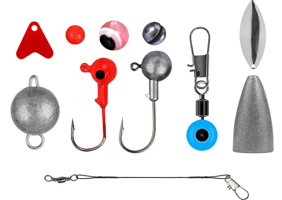 Weihe 257-piece fishing lure and hook accessories kit in an orange ABS plastic tackle box