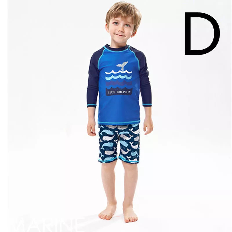 Boys' quick-dry swim trunks with vibrant prints, perfect for pool and beach