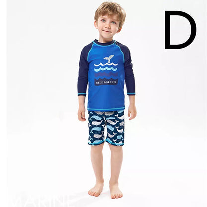 Boys' quick-dry swim trunks with vibrant prints, perfect for pool and beach
