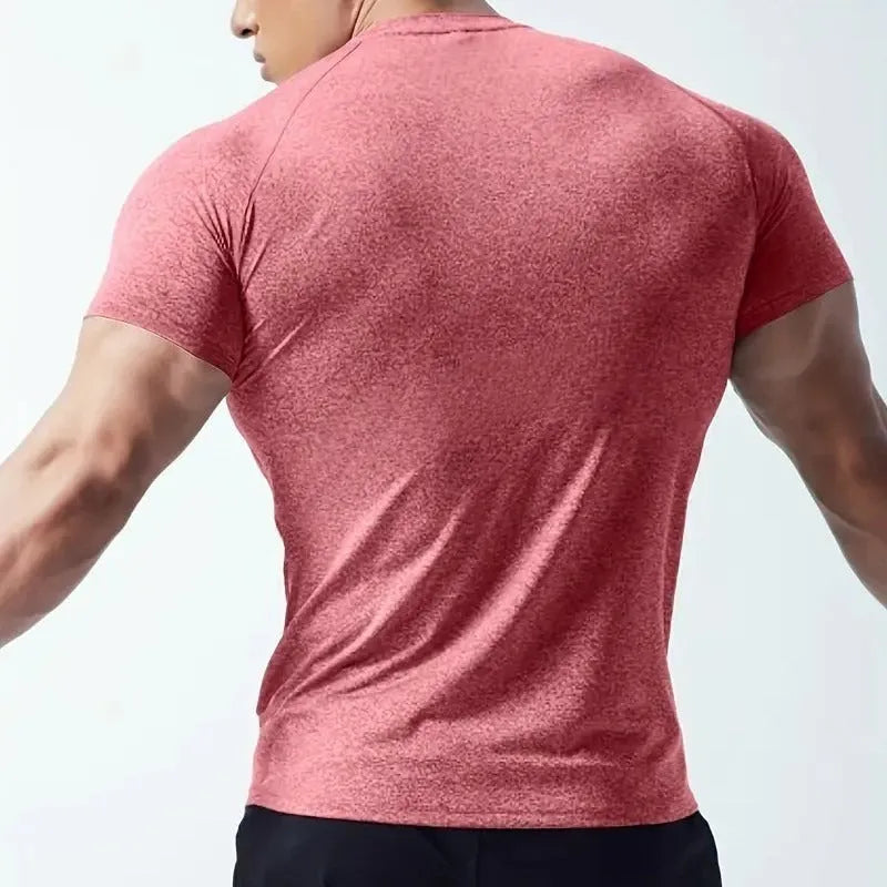 Men's casual short sleeve t-shirt in quick-dry polyester, shown in grey.