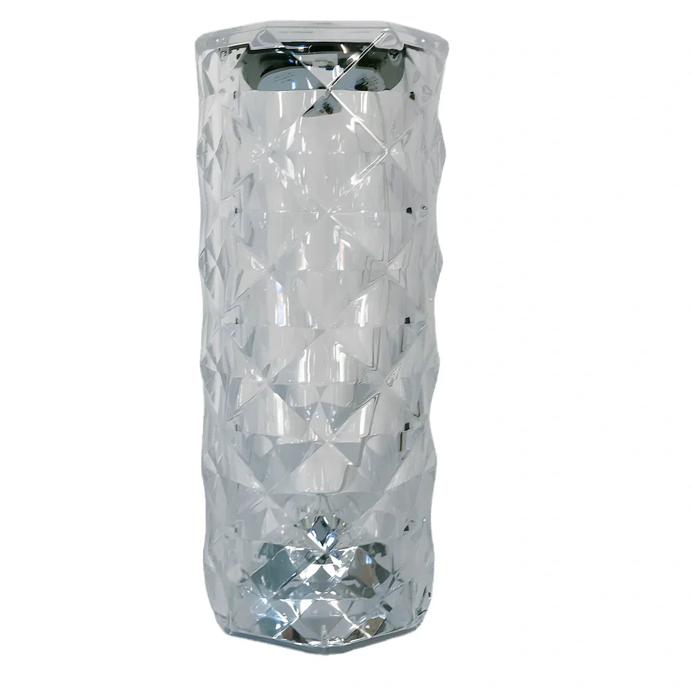 Creative crystal diamond table lamp with RGB16 colour touch rechargeable bedside light showing small waist design