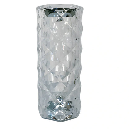 Creative crystal diamond table lamp with RGB16 colour touch rechargeable bedside light showing small waist design