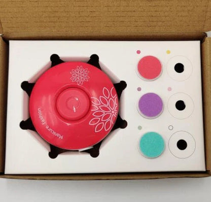 Baby Electric Nail Grinder in red and green with multiple grinding heads