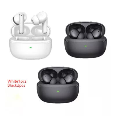 Wireless Bluetooth Noise Reduction In-ear Headphones in white and black with noise cancellation