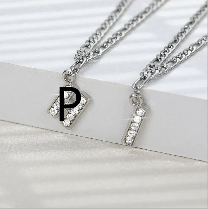 Personalized Stainless Steel Letter Anklet with Sparkling Zircon Accents