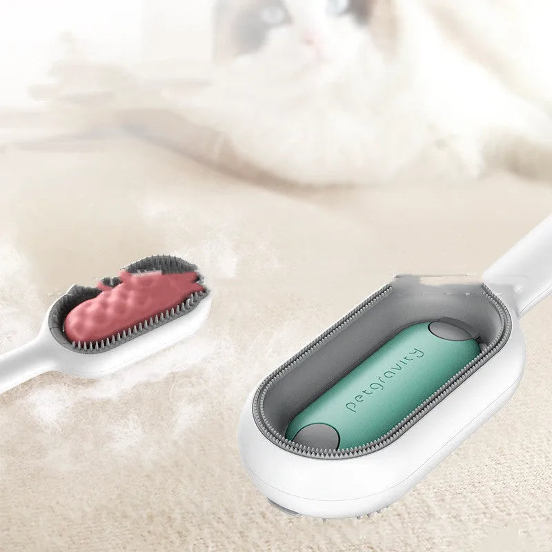 Green plastic pet hair removal comb with disposable wipes for cats and dogs