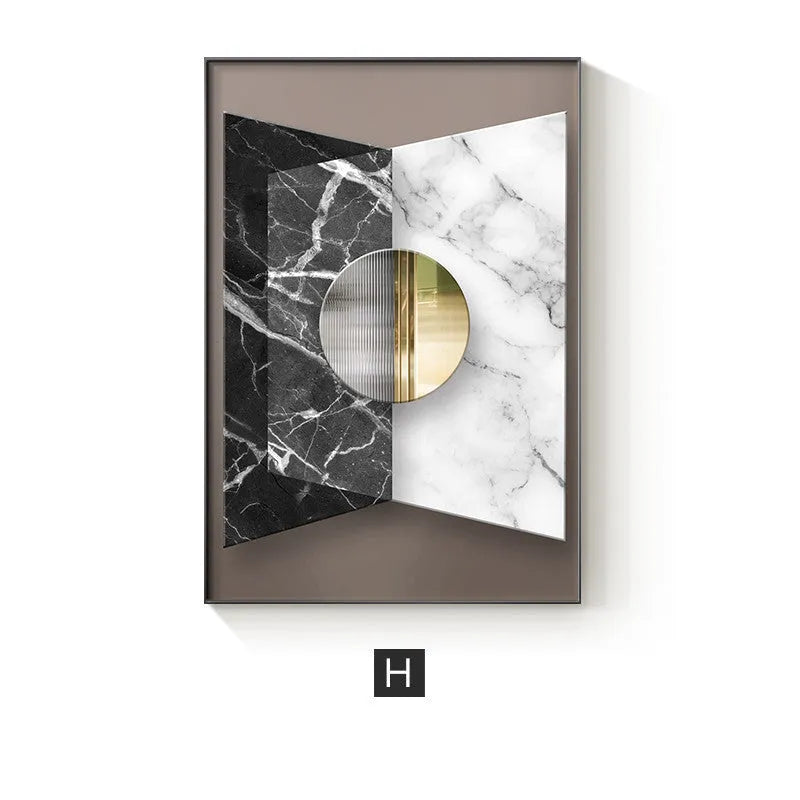 Abstract geometric pattern printed on canvas wall art painting in multiple colour variations