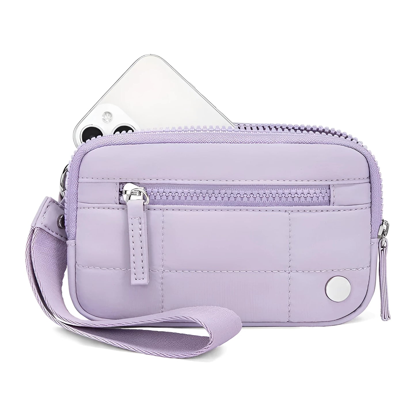 Waterproof quilted women's handbag with transparent deck in beige colour