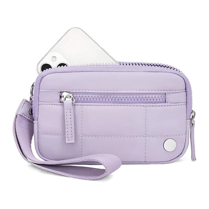 Waterproof quilted women's handbag with transparent deck in beige colour