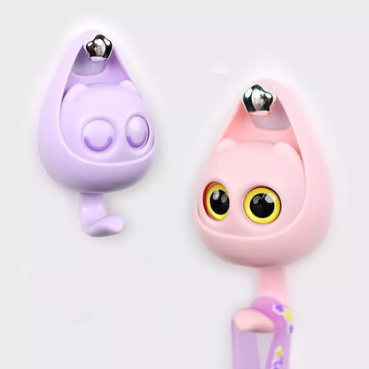 Interactive blink cat coat hook in six colors, perfect for home decor and organization