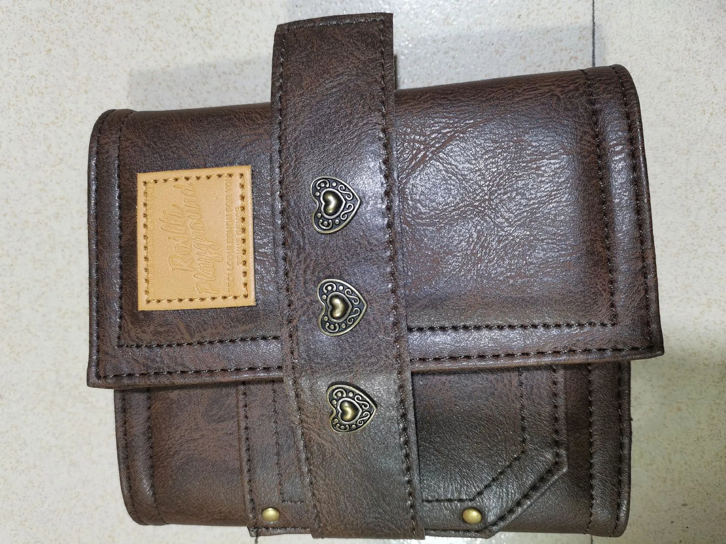 Brown A7 retro leather buckle notebook with loose-leaf binding on PU cover