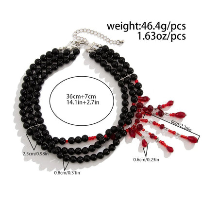 Halloween blood drop tassel crystal necklace with artificial crystal pendant on adjustable chain