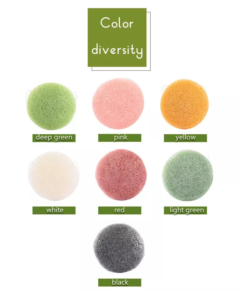 Natural Round Konjac Sponge for gentle face cleansing, suitable for all skin types