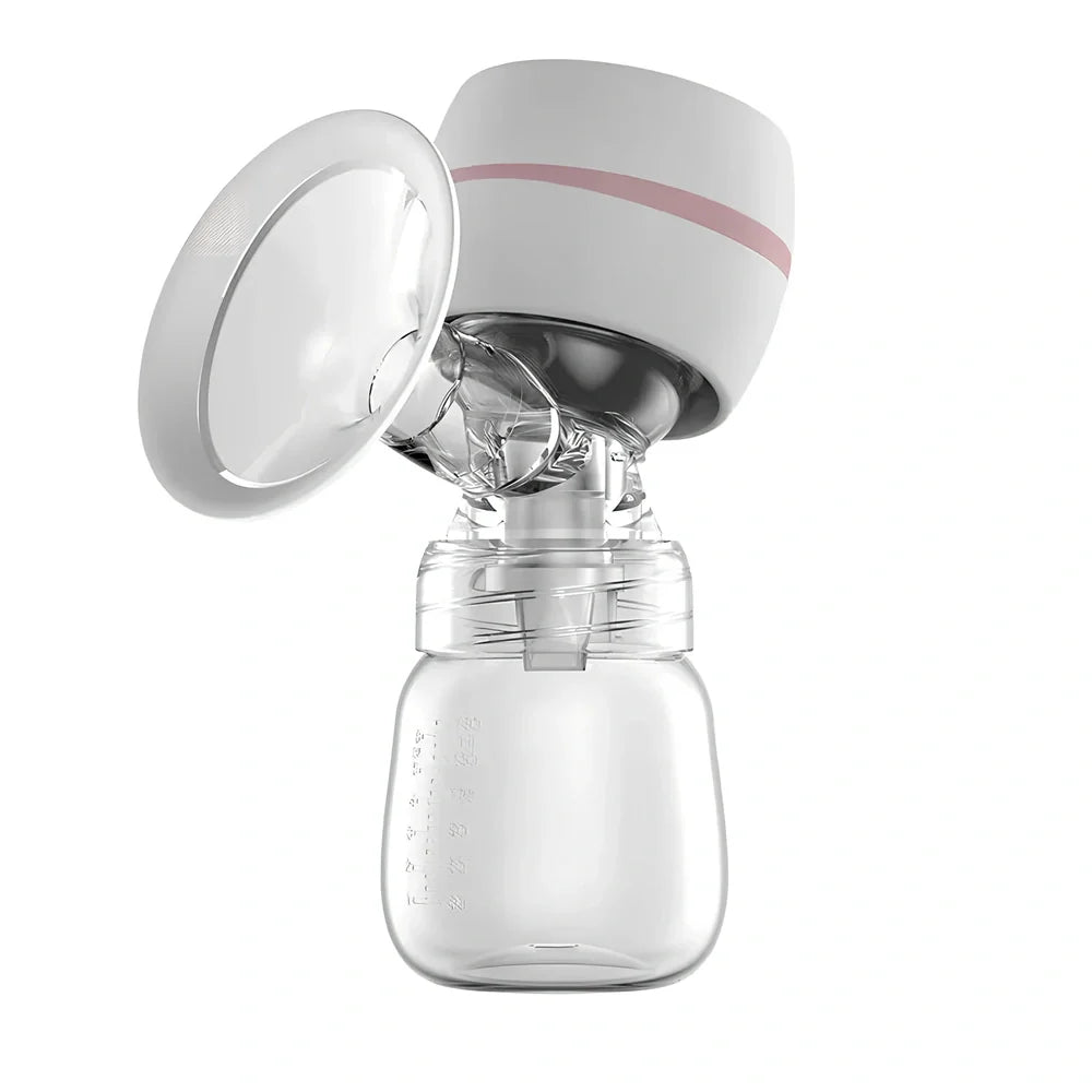 White electric breast pump with silicone shield measuring 8cm wide and 18.5cm tall