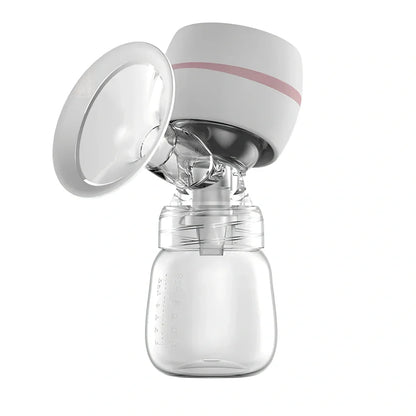 White electric breast pump with silicone shield measuring 8cm wide and 18.5cm tall