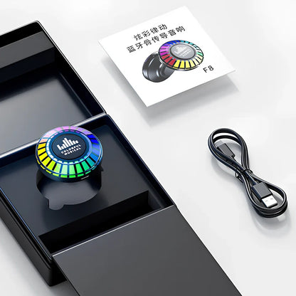 Car aromatherapy RGB light with 24 LEDs showing colour-changing patterns on vehicle air vent