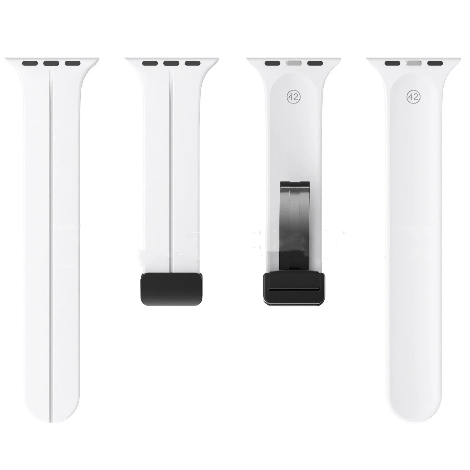 Magnetic silicone watch strap with folding buckle in multiple colours and sizes