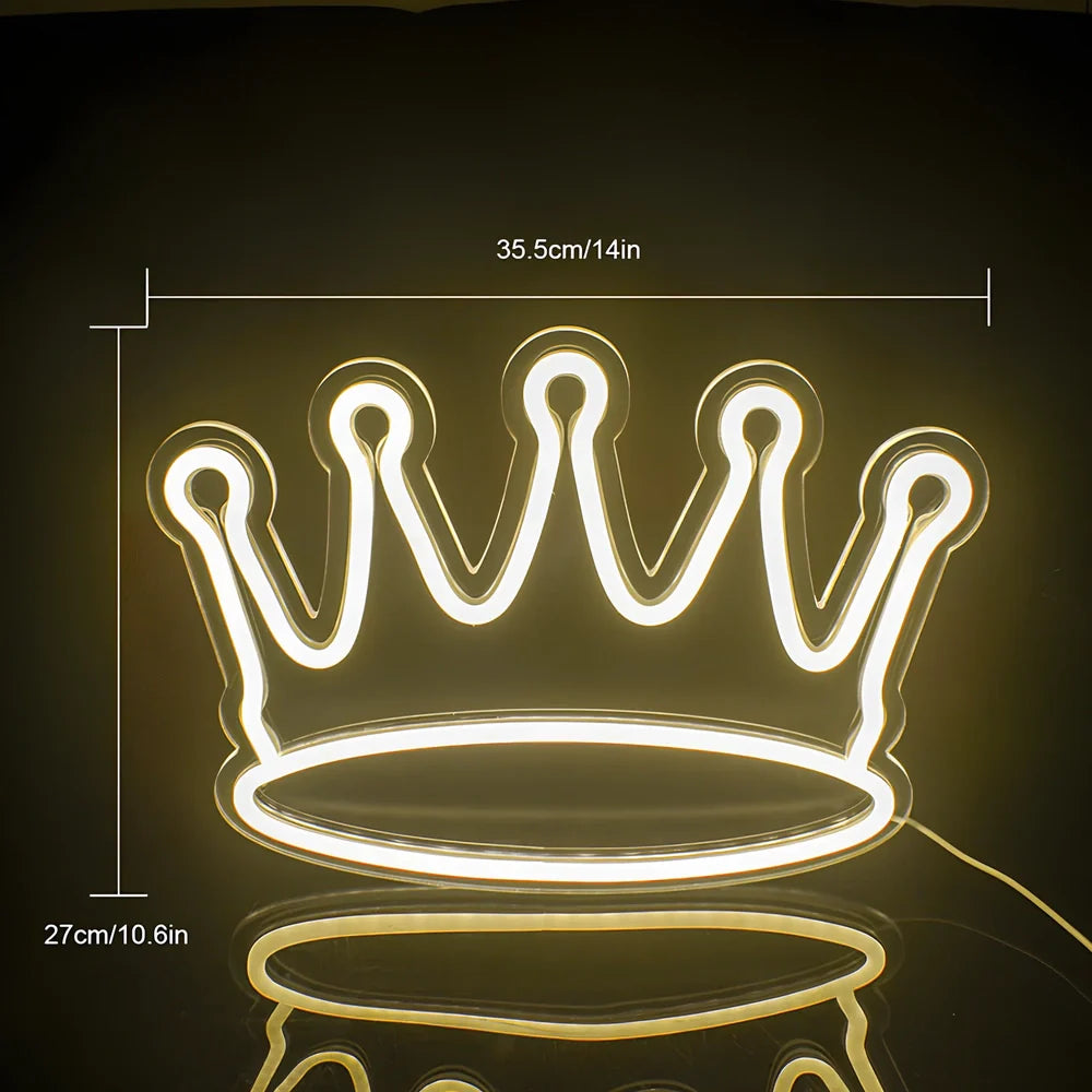 Yellow LED crown neon light with atmospheric illumination for decorative lighting