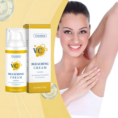 Jar of 50g skin lightening cream with vitamin C for pigmentation treatment.