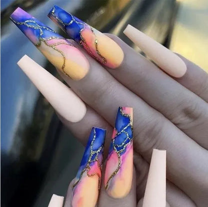 Ballet wave line detachable nail stickers with jelly glue in 24-piece or 96-piece DIY manicure sets