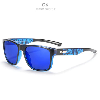 Men's polarised sunglasses with TAC lenses and PC frame in a selection of eight colours for outdoor use.