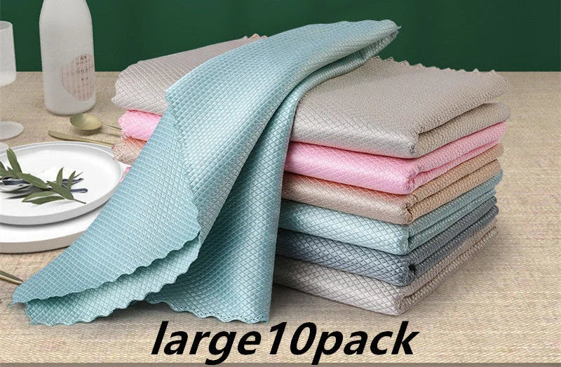 Microfiber dish cloth set in random colors for quick drying and strong absorption