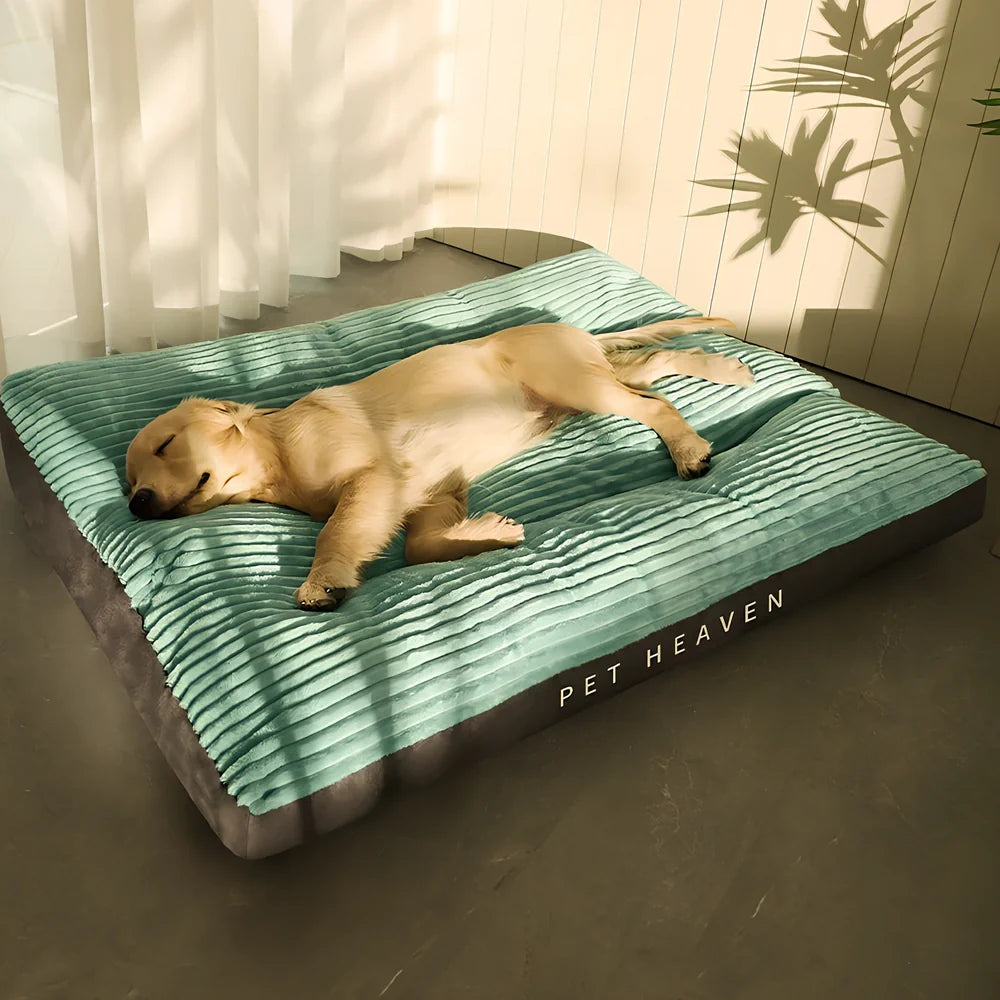 Green cut velvet removable washable dog kennel mat, extra-large 120x95x7cm for pets up to 100kg with PP cotton filling