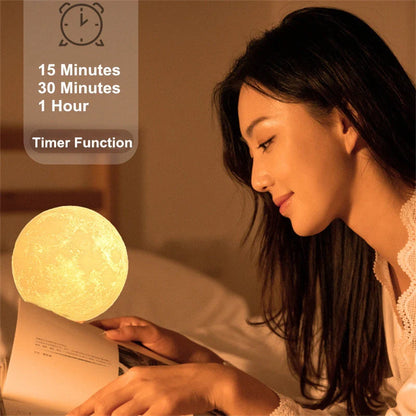 3D Magnetic Floating Levitating Moon Lamp with realistic moon surface and customizable colors