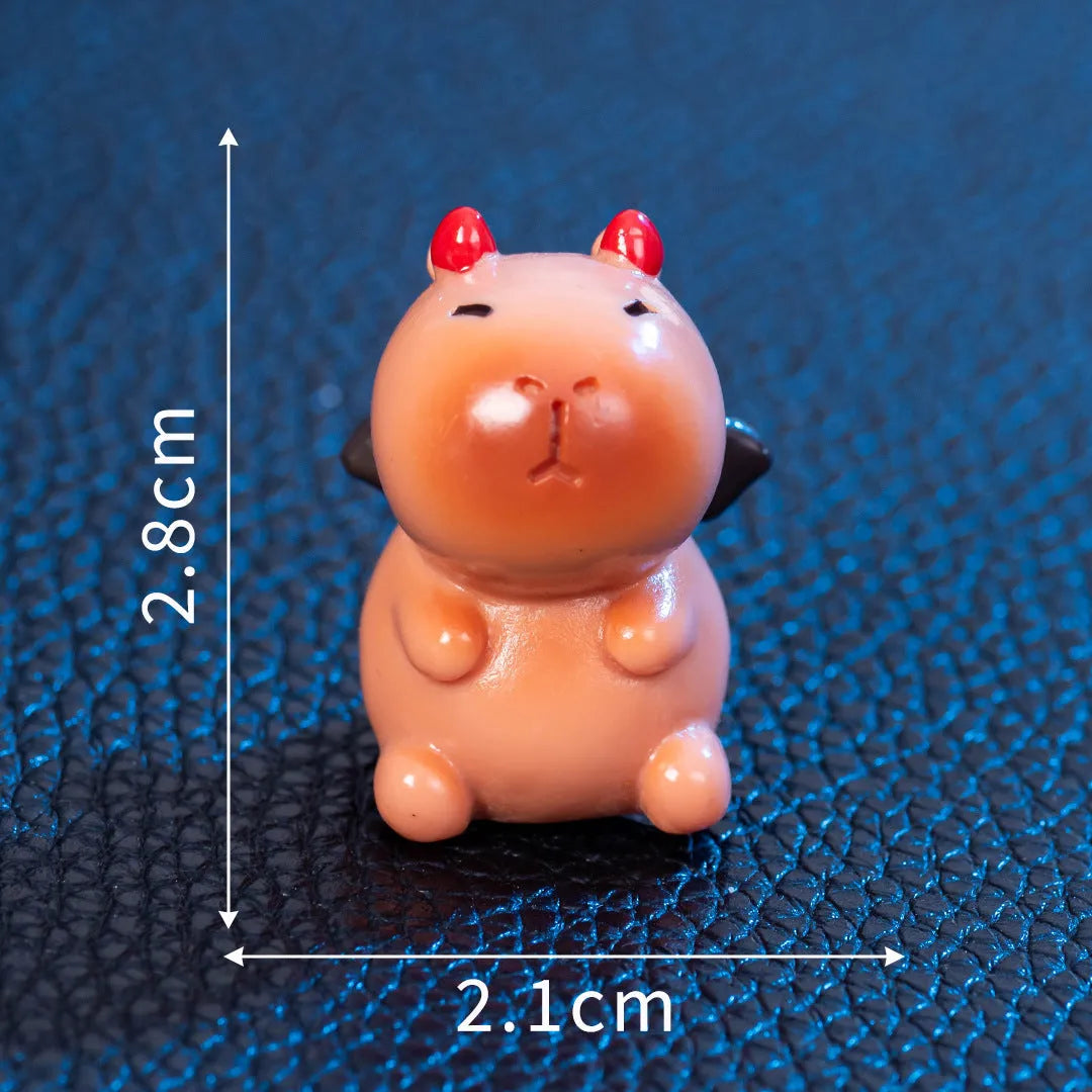 Eight Halloween character capybara resin decorations including pumpkin, zombie and vampire designs