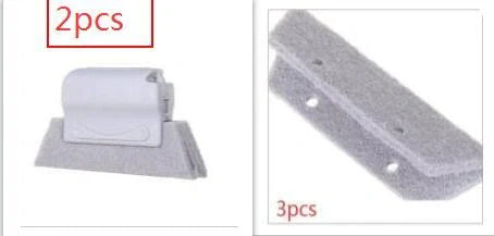 Window groove cleaning brush with comfortable grip and scouring pad head