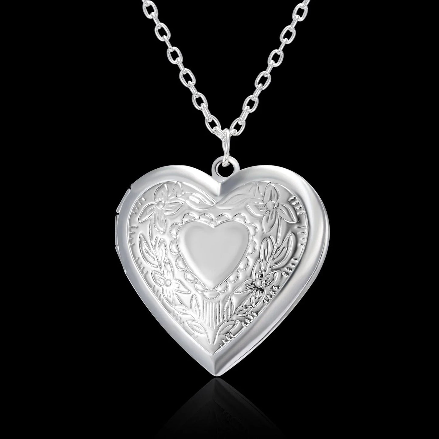 Personalized heart-shaped photo frame pendant necklace in various colors