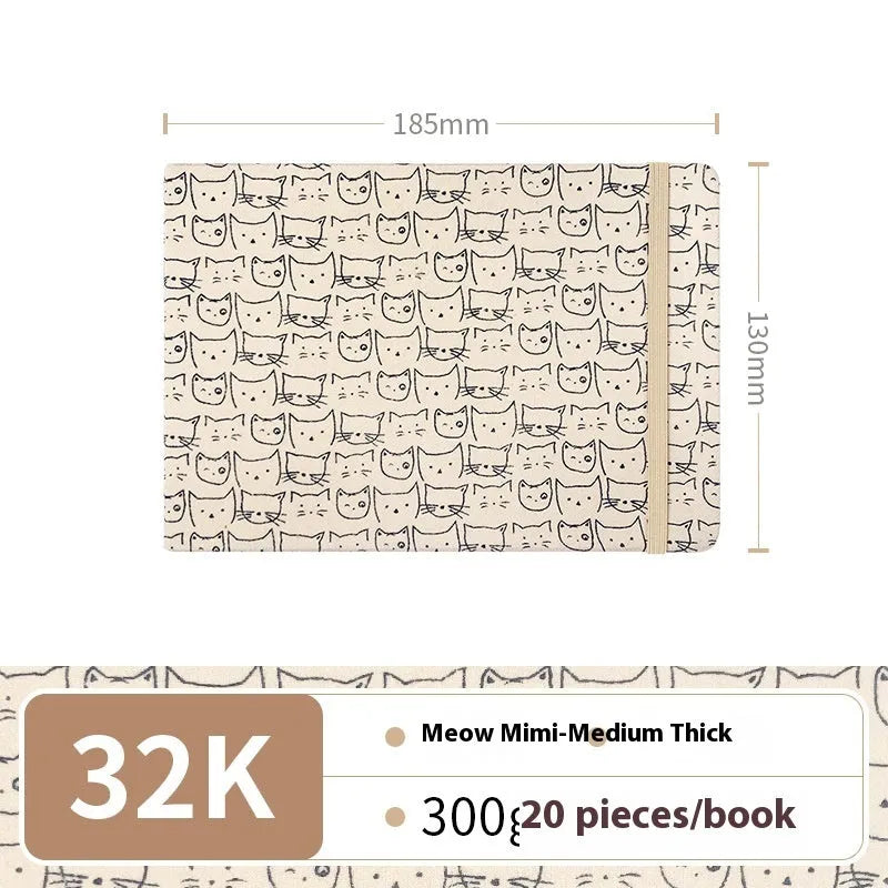 Feiluniao watercolour notebook with fabric cover, 185mm length, open to show paper for painting.