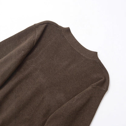 Long sleeve knitted cardigan in dark brown solid colour with conventional sleeve styling