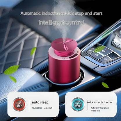 Portable metal car aroma diffuser in column design with touch button and rechargeable battery