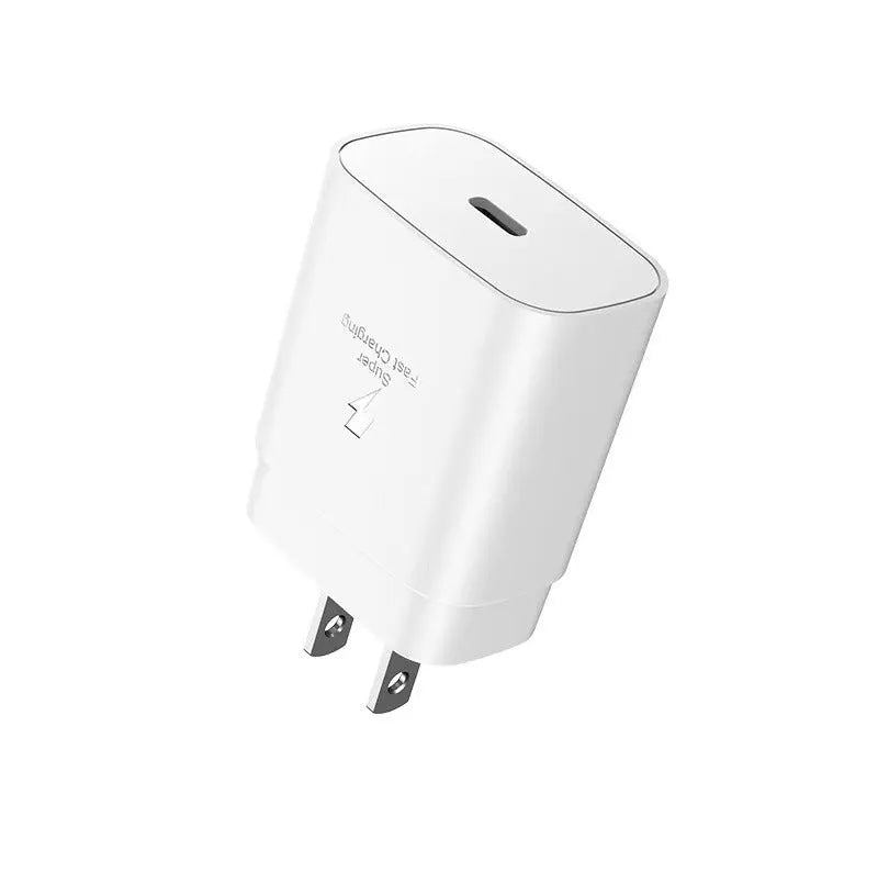 25W PD USB-C fast charger plug for Samsung Note10 S20 S21 S22 in black or white with UK EU US plug options