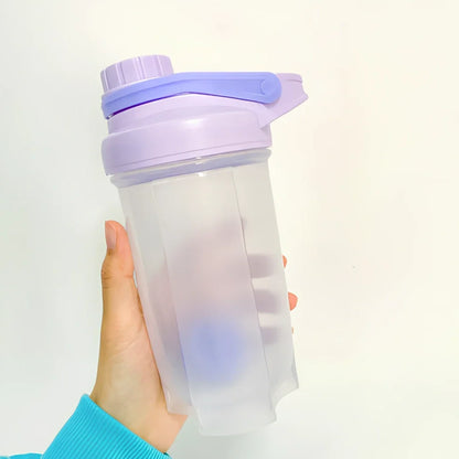 Purple 700ml leakproof blender shaker bottle with stirring ball for protein mixing, 24cm height, gym fitness cup