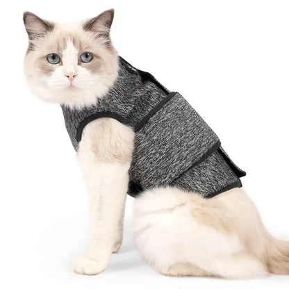 Dark grey double-layer cat clothing with European-American styling and sterilisation suit