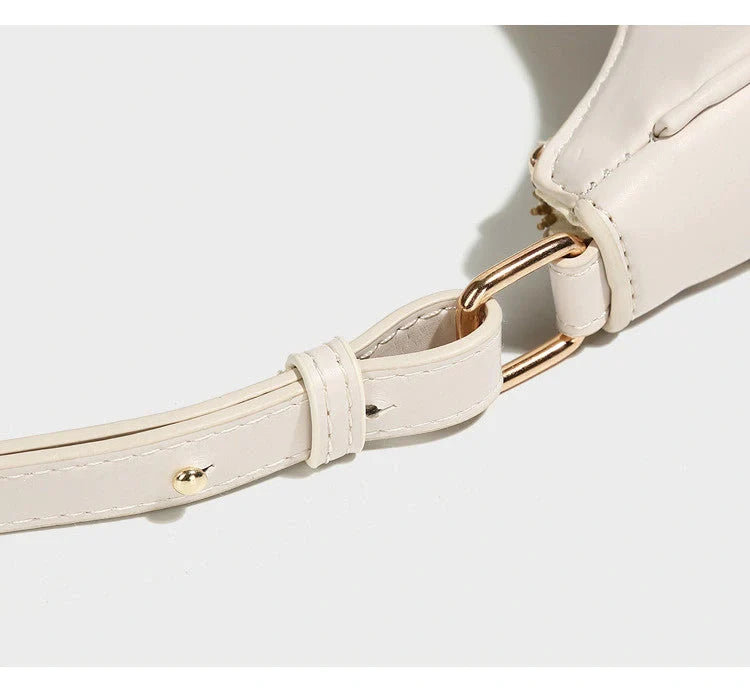 Stylish Women's PU Crescent Crossbody Bag in white and black