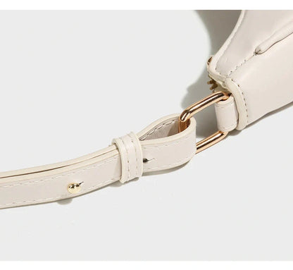 Stylish Women's PU Crescent Crossbody Bag in white and black