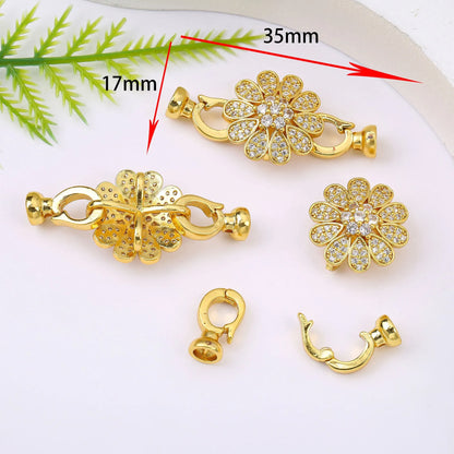 Small 18K gold-plated jewellery clasp for pearl necklaces in gold, rose gold, and silver finishes