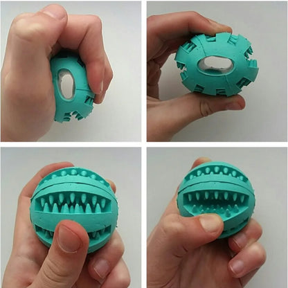 Natural silica gel dog ball toy in blue, green and red, 5cm and 7cm slow feeder treat dispenser