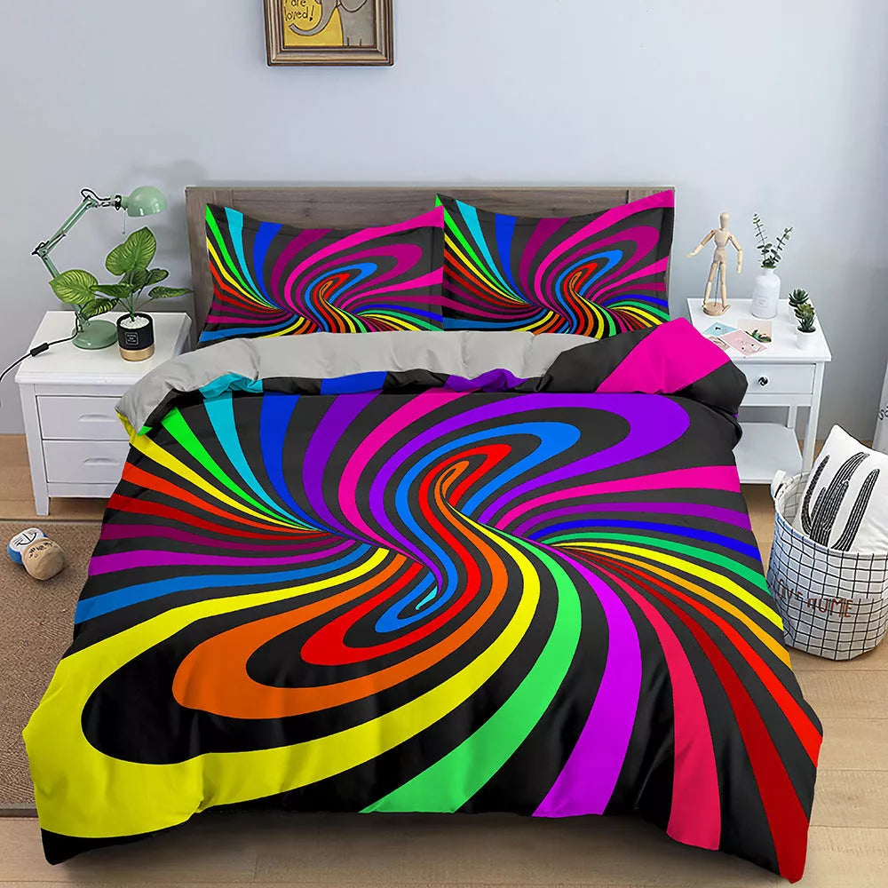 Nordic style 3D digital printing bedding set with vibrant, fade-resistant designs