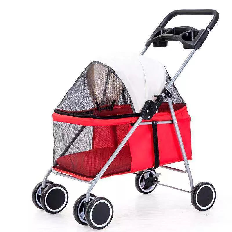 Lightweight folding pet stroller for cats, dogs, and rabbits in multiple colors