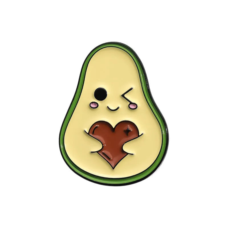 Zinc alloy cartoon fruit brooch in various colours, approximately 2-3 cm, for decorative use on jackets and bags