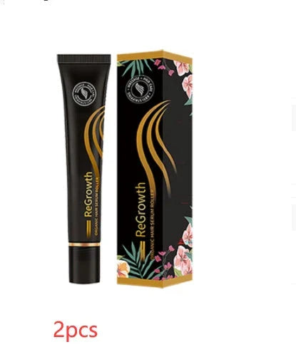 Rejuvenating Organic Hair Serum with roller applicator and natural ingredients for hair and scalp nourishment