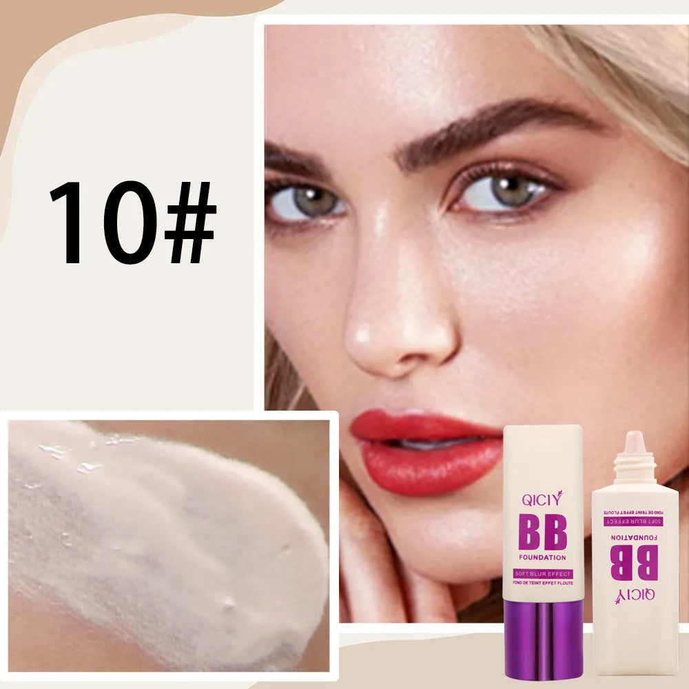 Feeding bottle style BB cream with brightening foundation and concealer effect in 10 colour shades
