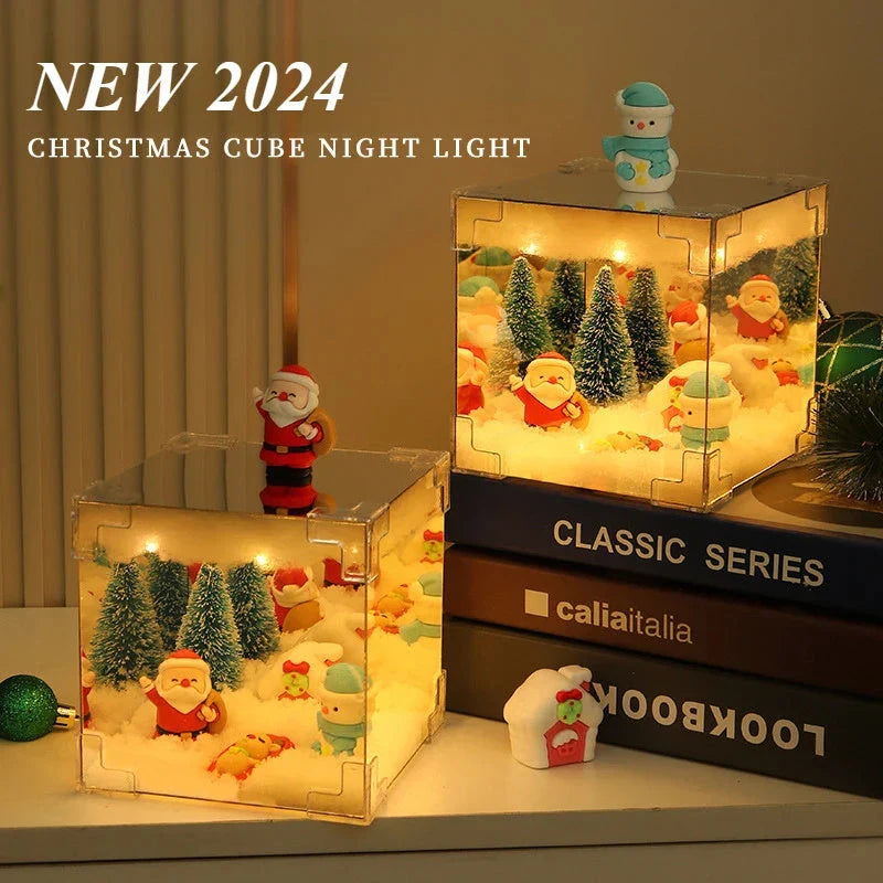 Cozy Christmas decoration set featuring a LED snowman lamp and decorative mirror for festive home decor