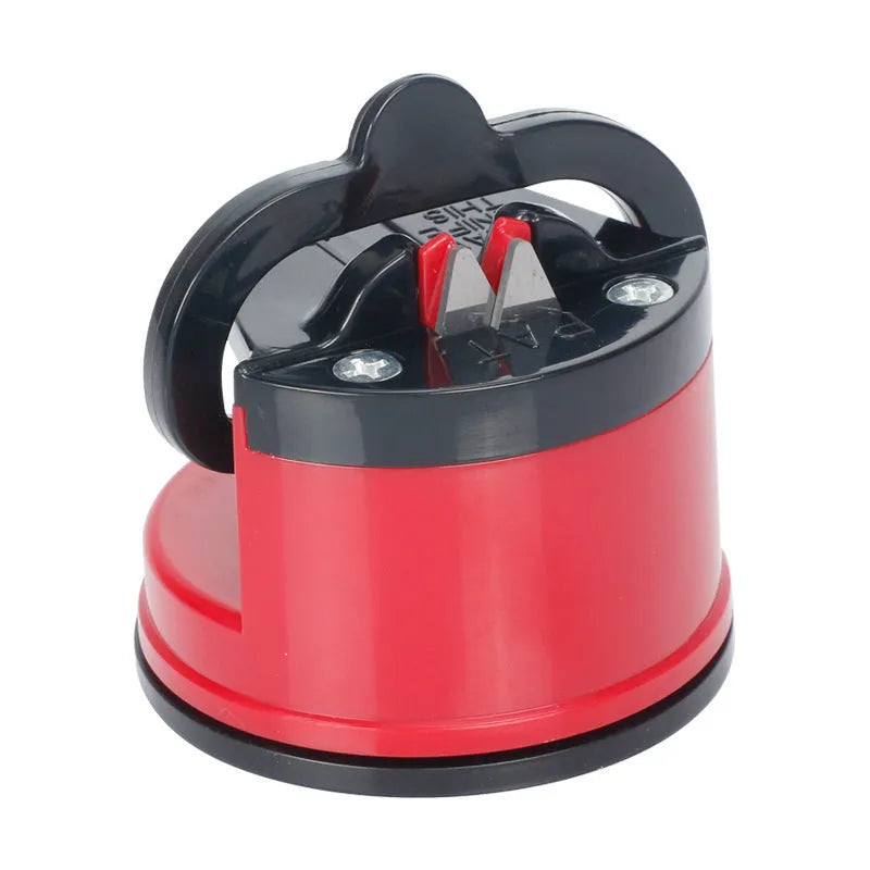 Small suction cup knife sharpener, ABS blade, 65 x 65mm, shown in red yellow green blue orange black white gold silver