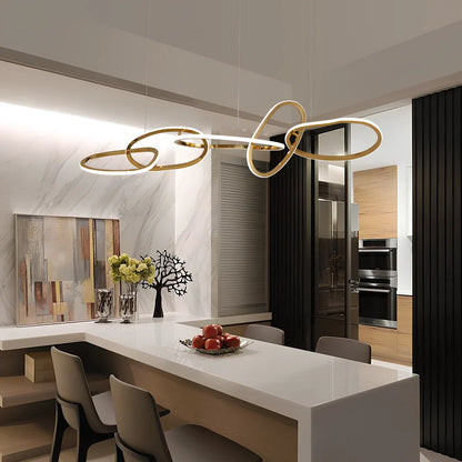 Postmodern minimalist dining chandelier with rattan and glass LED lighting